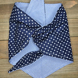 Navy Polka Dot Navy Pinstripe Upcycled Pet Bandana