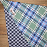 Tommy Plaid Navy Houndstooth Plaid Upcycled Pet Bandana