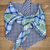 Tommy Plaid Navy Houndstooth Plaid Upcycled Pet Bandana