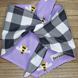 Bumblebee Big Plaid Handmade Pet Bandana - Reversible