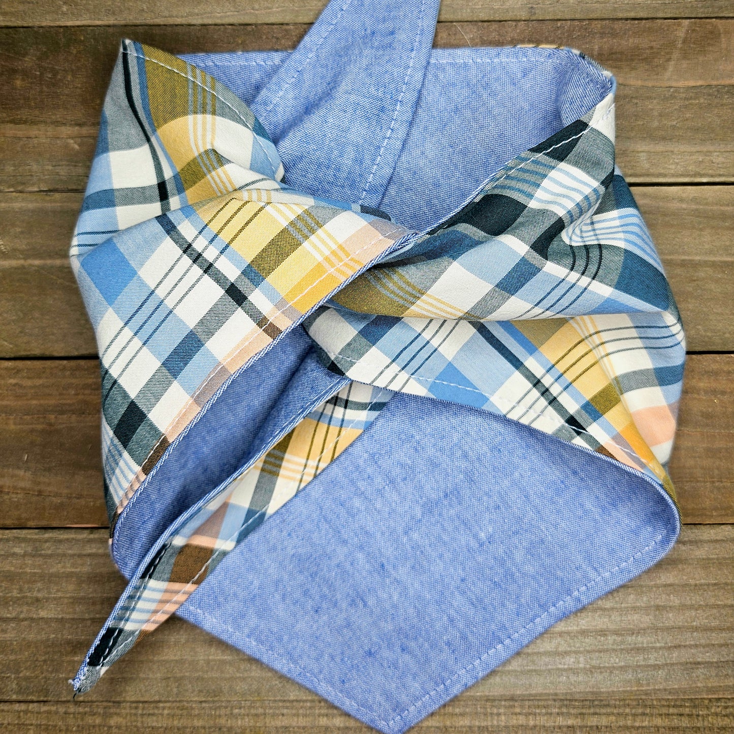 Ponyboy Plaid | Handmade Upcycled Reversible Pet Bandana