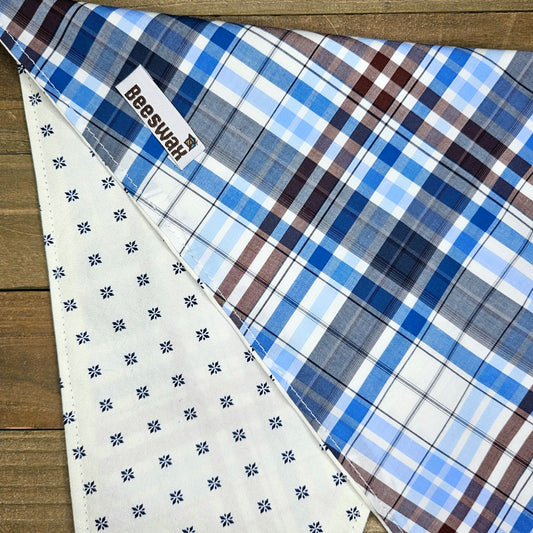 Brooklyn Plaid | Handmade Upcycled Reversible Pet Bandana