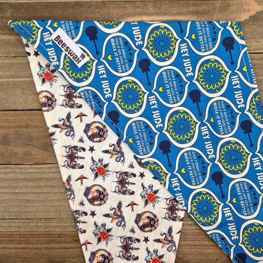 Beatles Blue Hey Jude Tattoo Pet Bandana