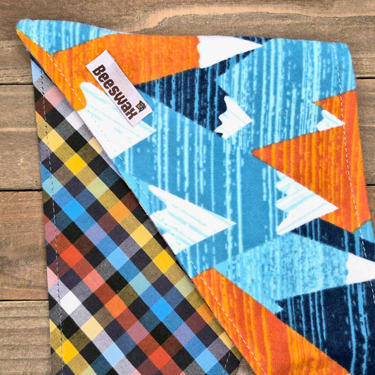 Snow Peak Reversible Flannel Pet Bandana Handmade Cotton Tie-On Style
