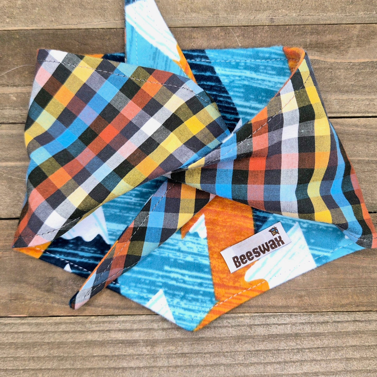 Snow Peak Reversible Flannel Pet Bandana Handmade Cotton Tie-On Style