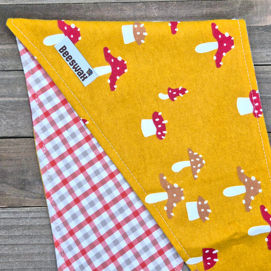 Mushroom Meadow Reversible Pet Bandana Handmade