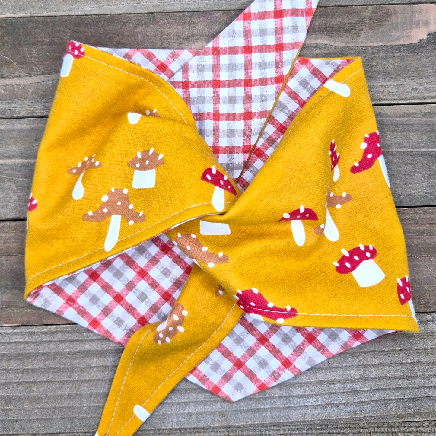 Mushroom Meadow Reversible Pet Bandana Handmade