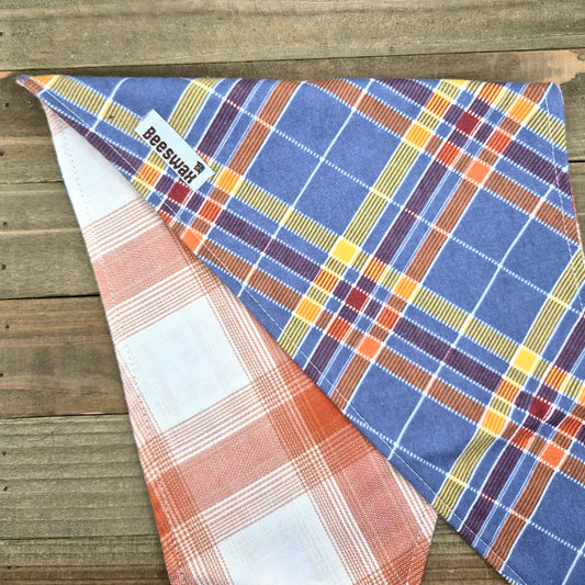 Maple Trail Plaid Reversible Pet Bandana Handmade