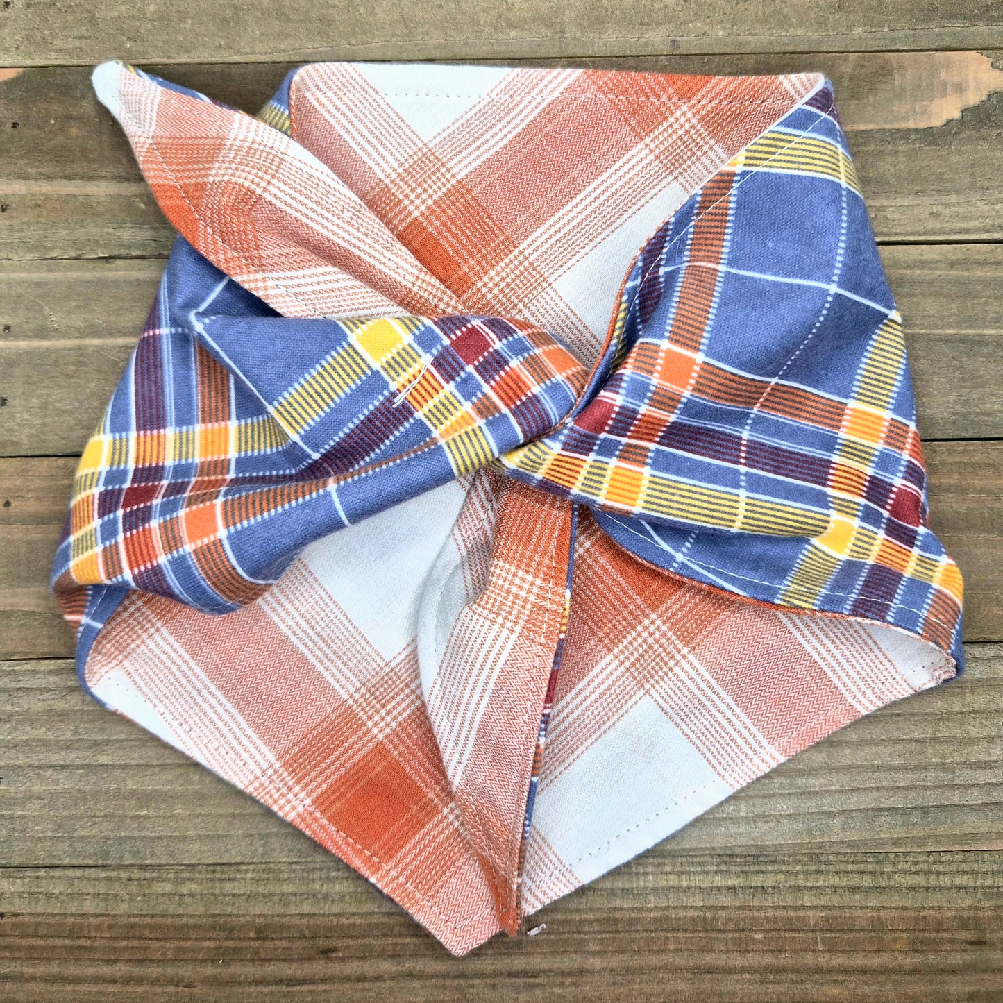Maple Trail Plaid Reversible Pet Bandana Handmade