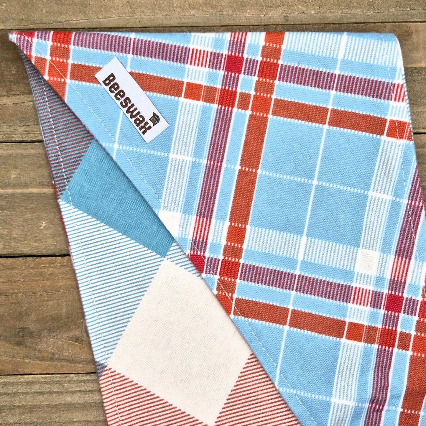 Tiffany Blue Plaid Pet Bandana Flannel Reversible Pet Bandana – Tie-On Style