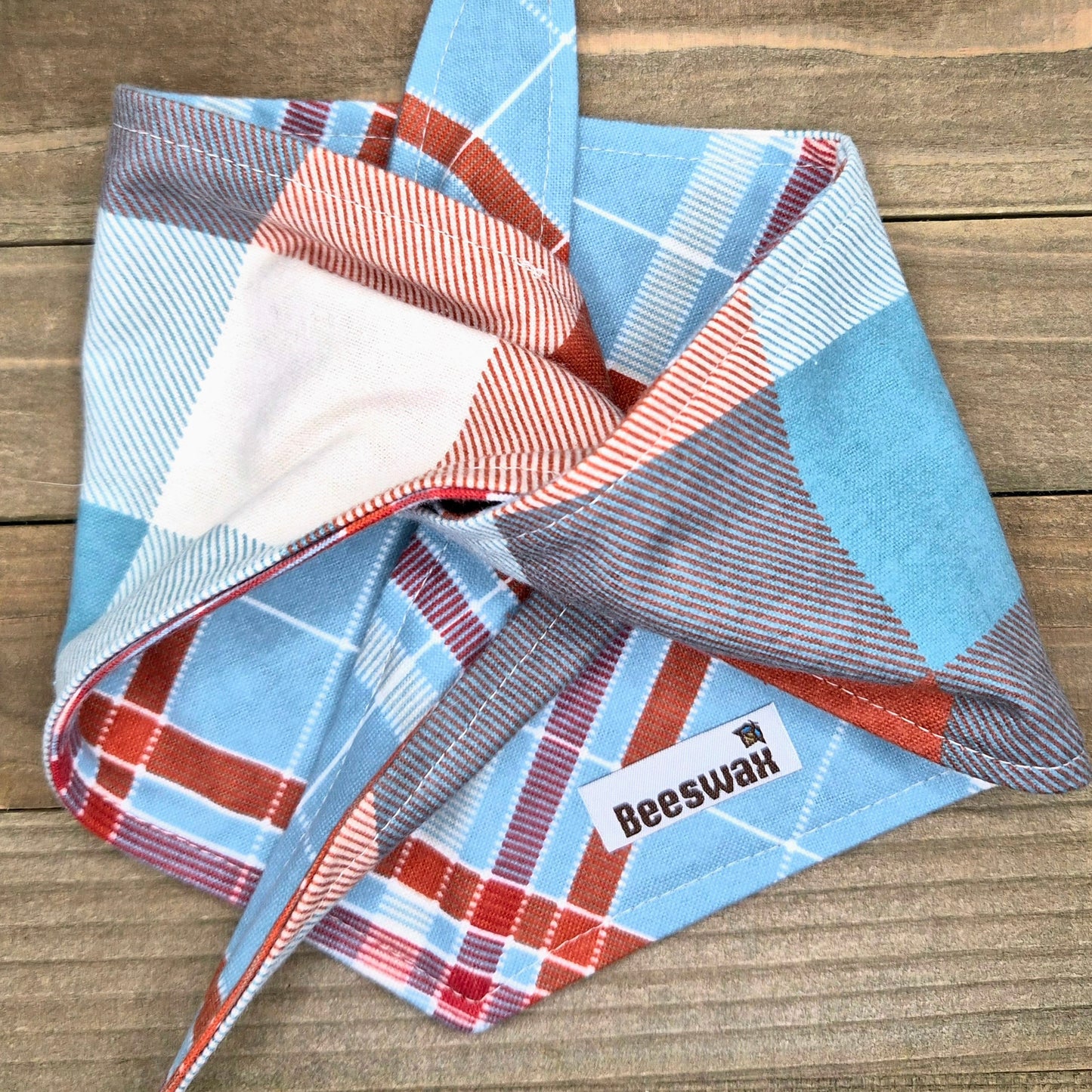 Tiffany Blue Plaid Pet Bandana Flannel Reversible Pet Bandana – Tie-On Style