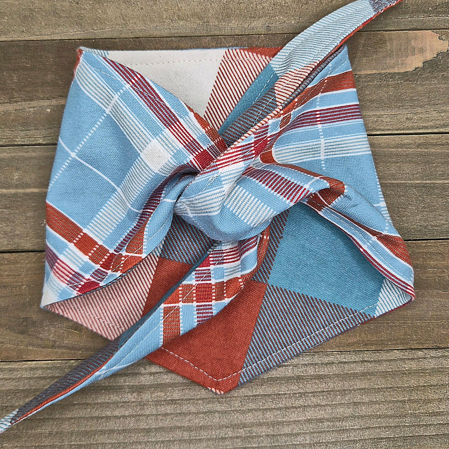 Tiffany Blue Plaid Pet Bandana Flannel Reversible Pet Bandana – Tie-On Style