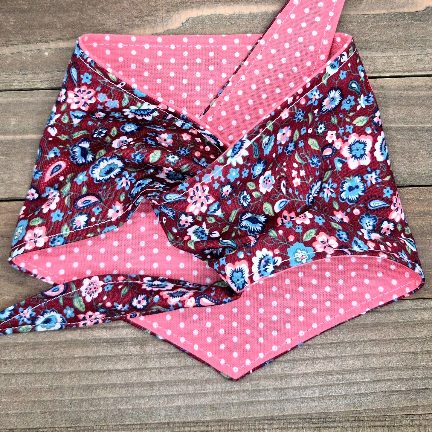 Rustic Rosewood Reversible Pet Bandana Handmade
