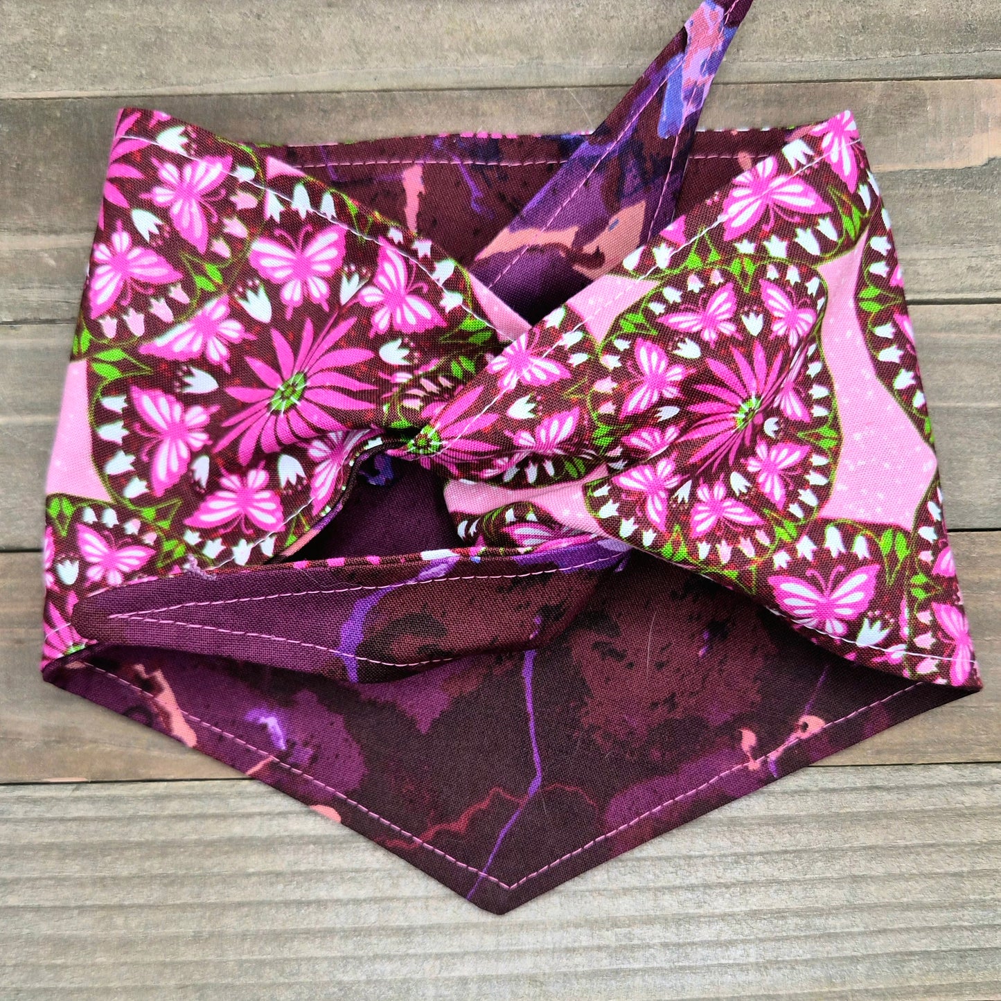 Pink Hippie Mosaic Reversible Pet Bandana Handmade