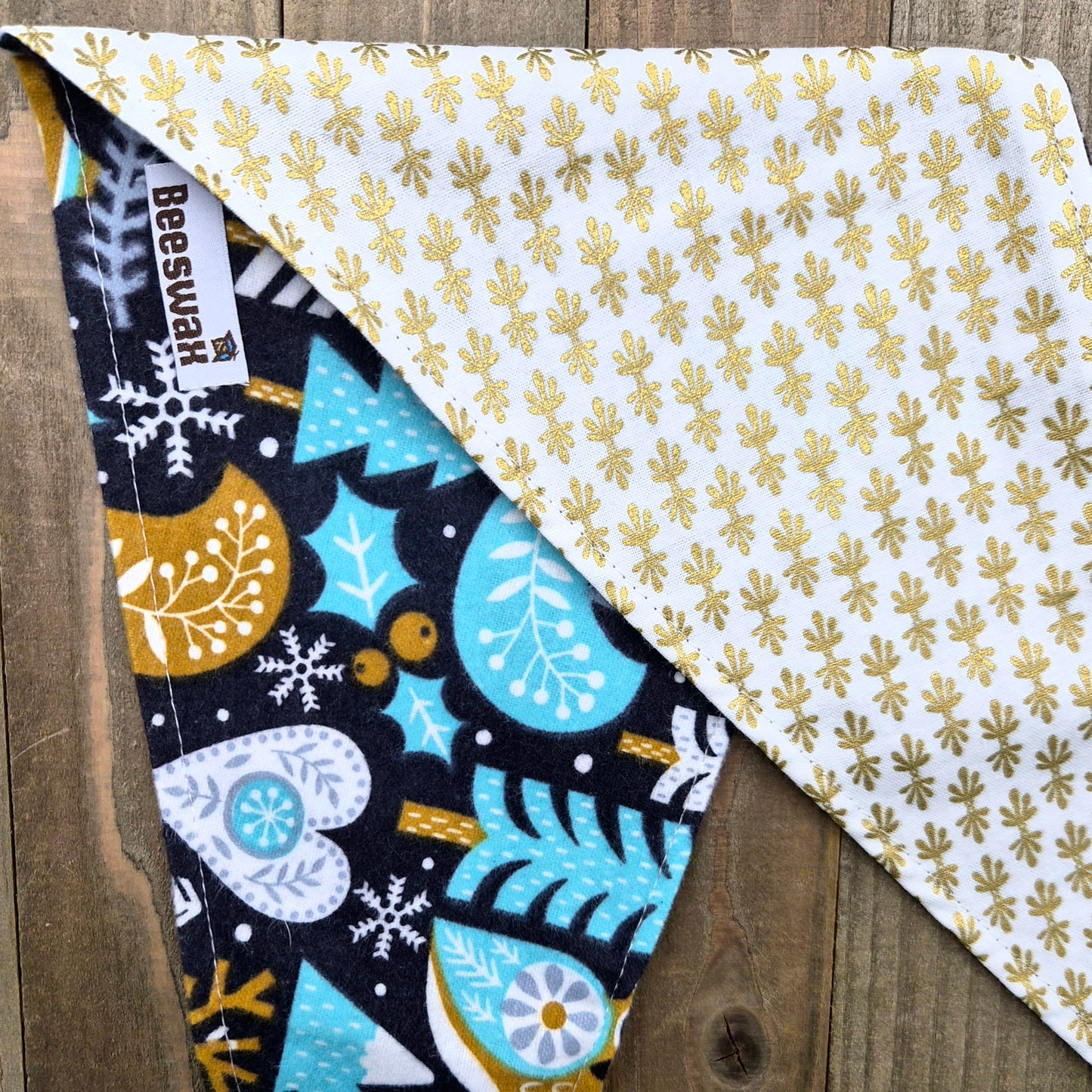 Frosted Forest Flannel Handmade Reversible Pet Bandana - Cotton Tie-On Style