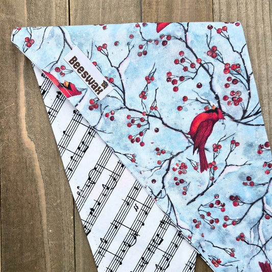 Cardinal Songbirds Handmade Reversible Pet Bandana - Cotton Tie-On Style