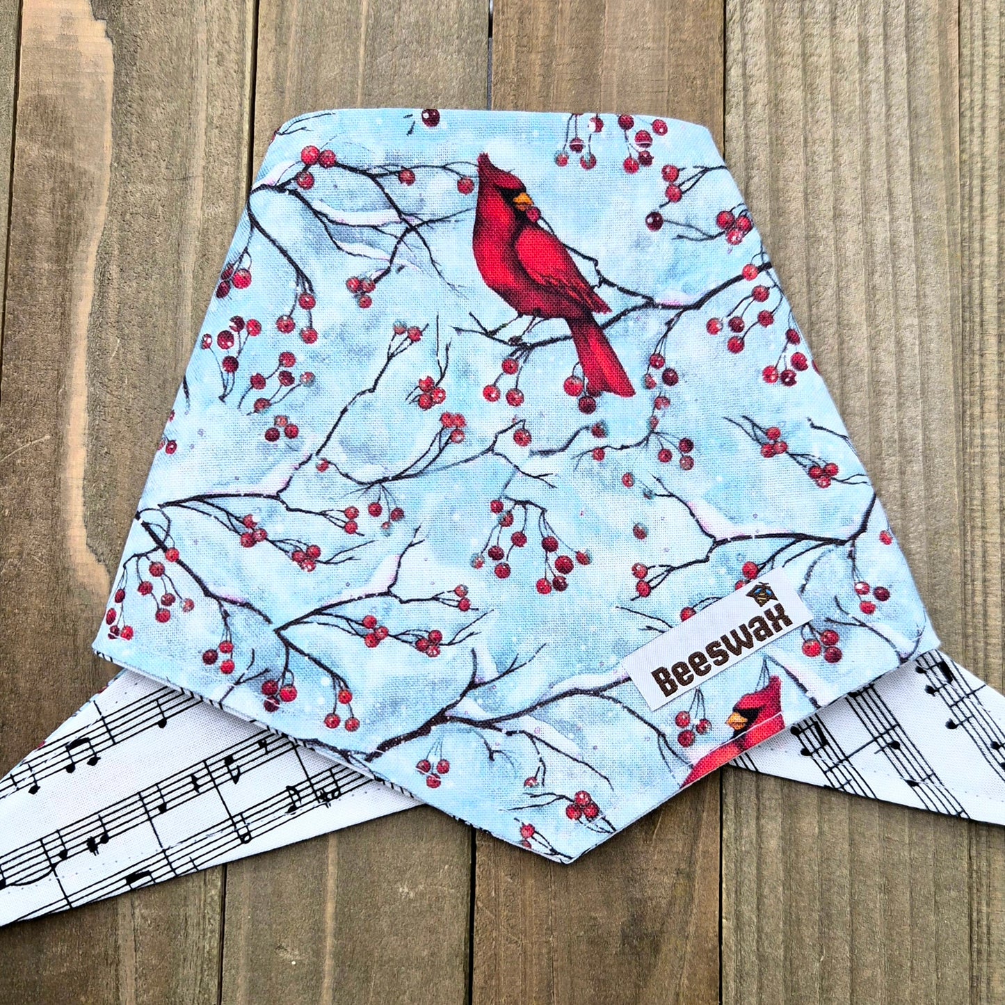Cardinal Songbirds Handmade Reversible Pet Bandana - Cotton Tie-On Style