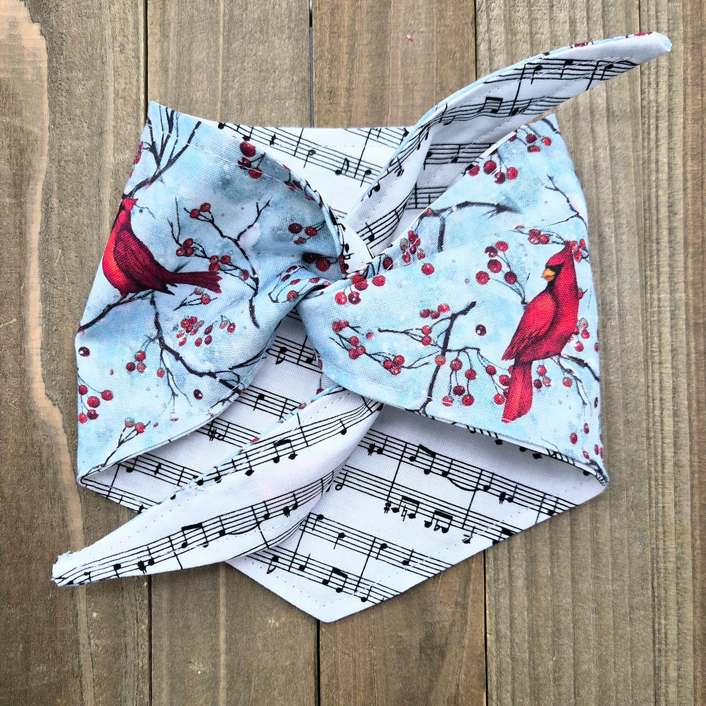 Cardinal Songbirds Handmade Reversible Pet Bandana - Cotton Tie-On Style