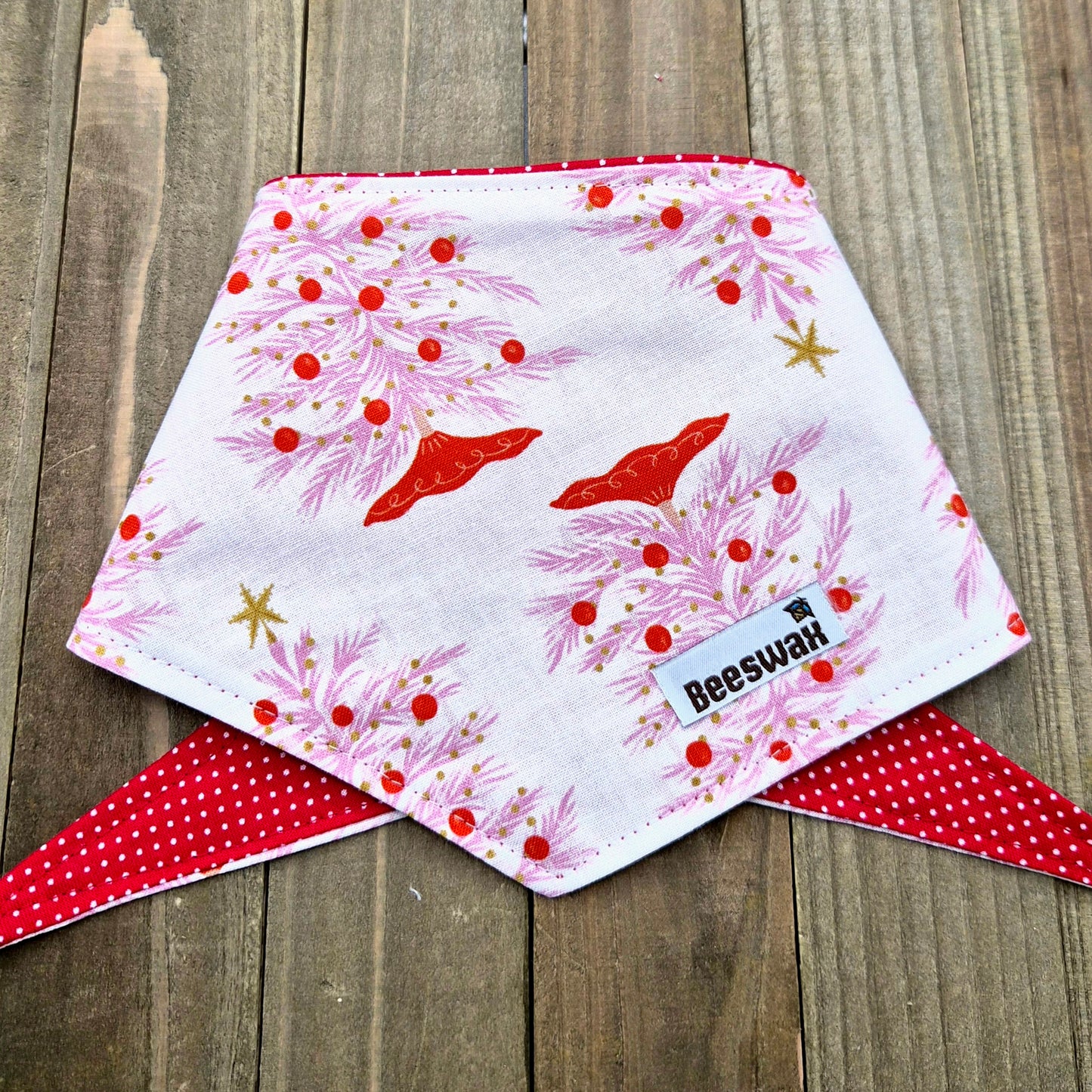 Candied Christmas Trees Handmade Reversible Pet Bandana - Cotton Tie-On Style