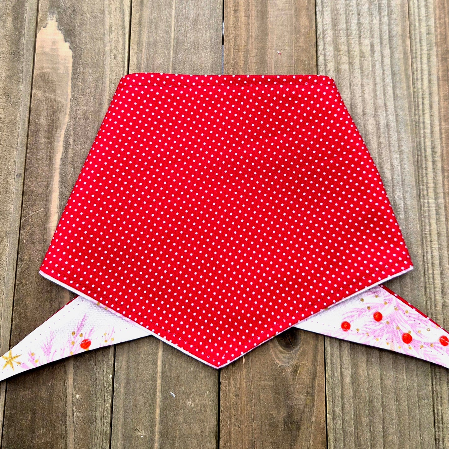 Candied Christmas Trees Handmade Reversible Pet Bandana - Cotton Tie-On Style