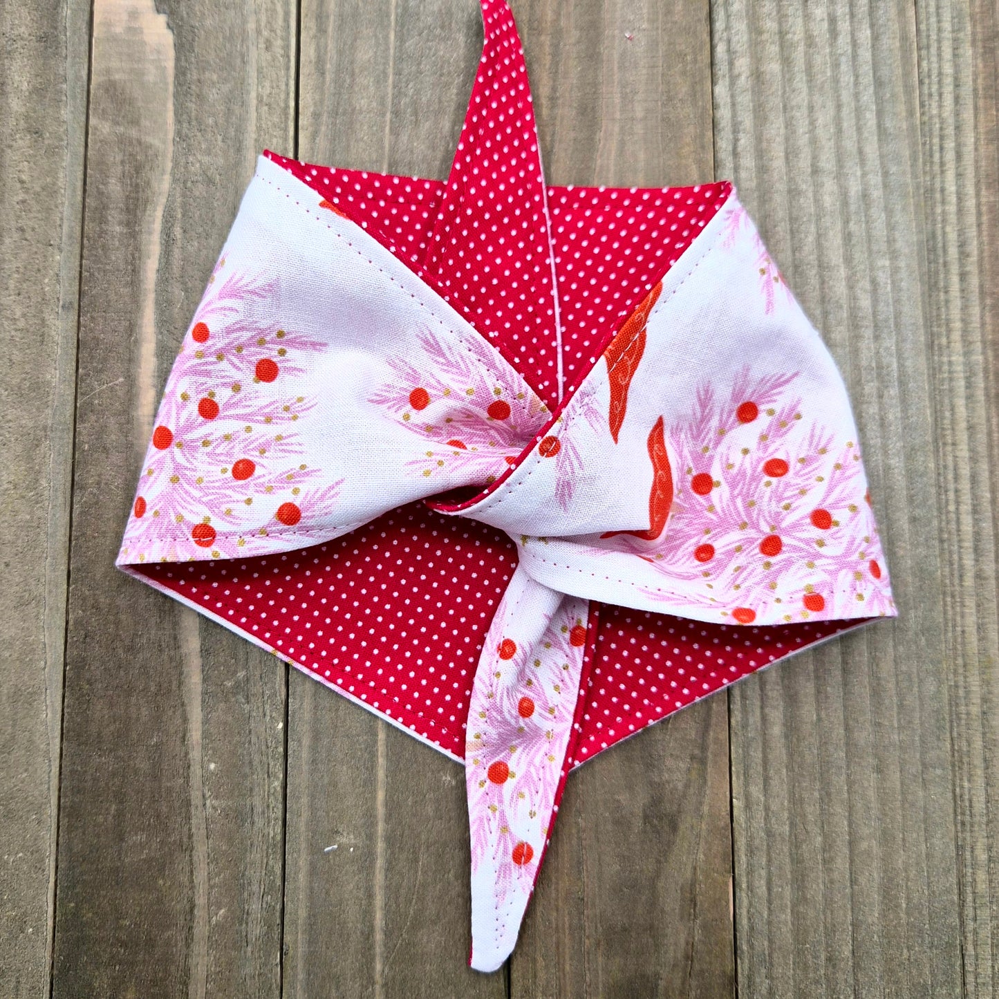 Candied Christmas Trees Handmade Reversible Pet Bandana - Cotton Tie-On Style