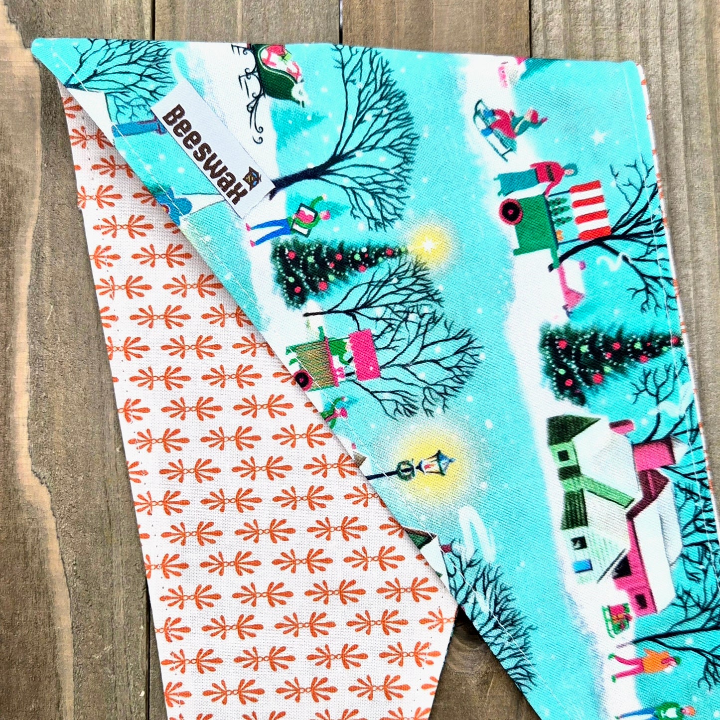 Christmas Village Handmade Reversible Pet Bandana - Cotton Tie-On Style