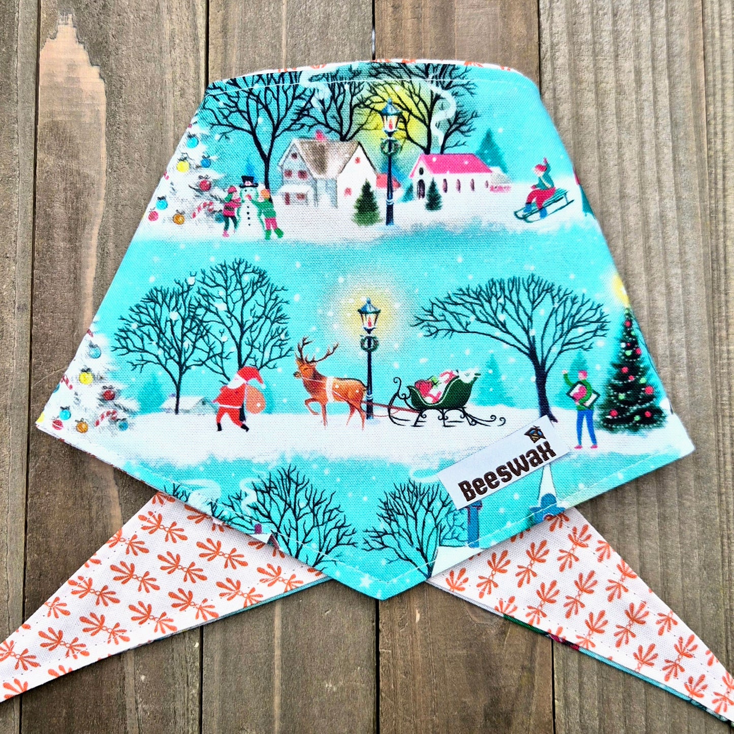 Christmas Village Handmade Reversible Pet Bandana - Cotton Tie-On Style