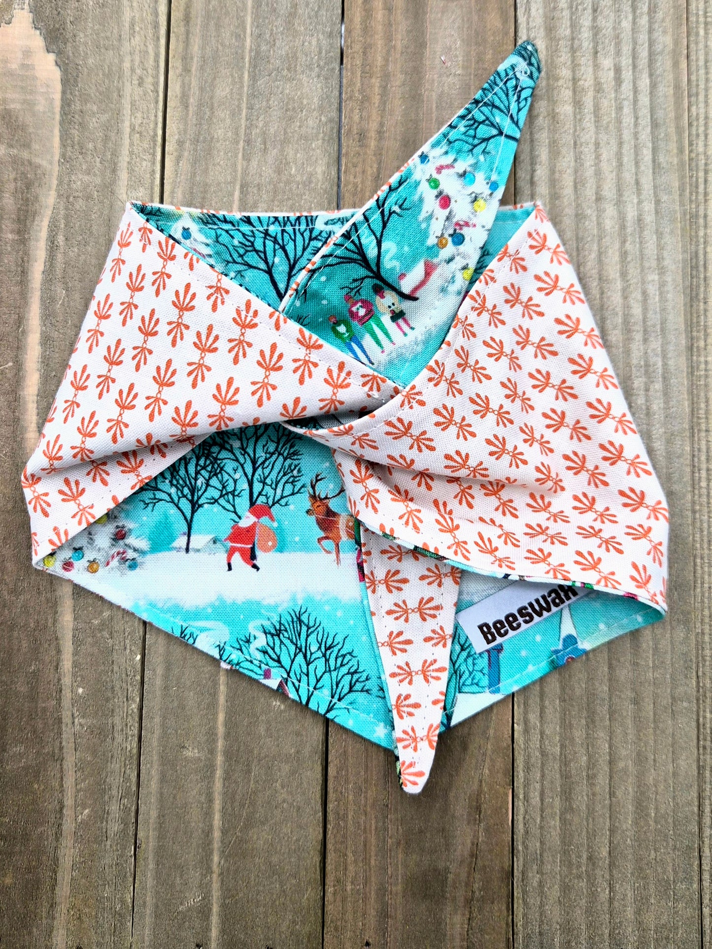 Christmas Village Handmade Reversible Pet Bandana - Cotton Tie-On Style