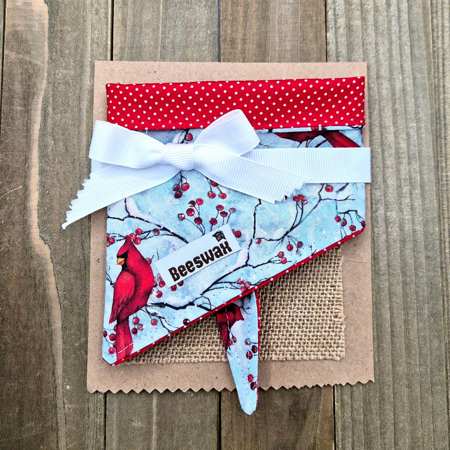 Cardinal Pin Dot Handmade Reversible Pet Bandana - Cotton Tie-On Style