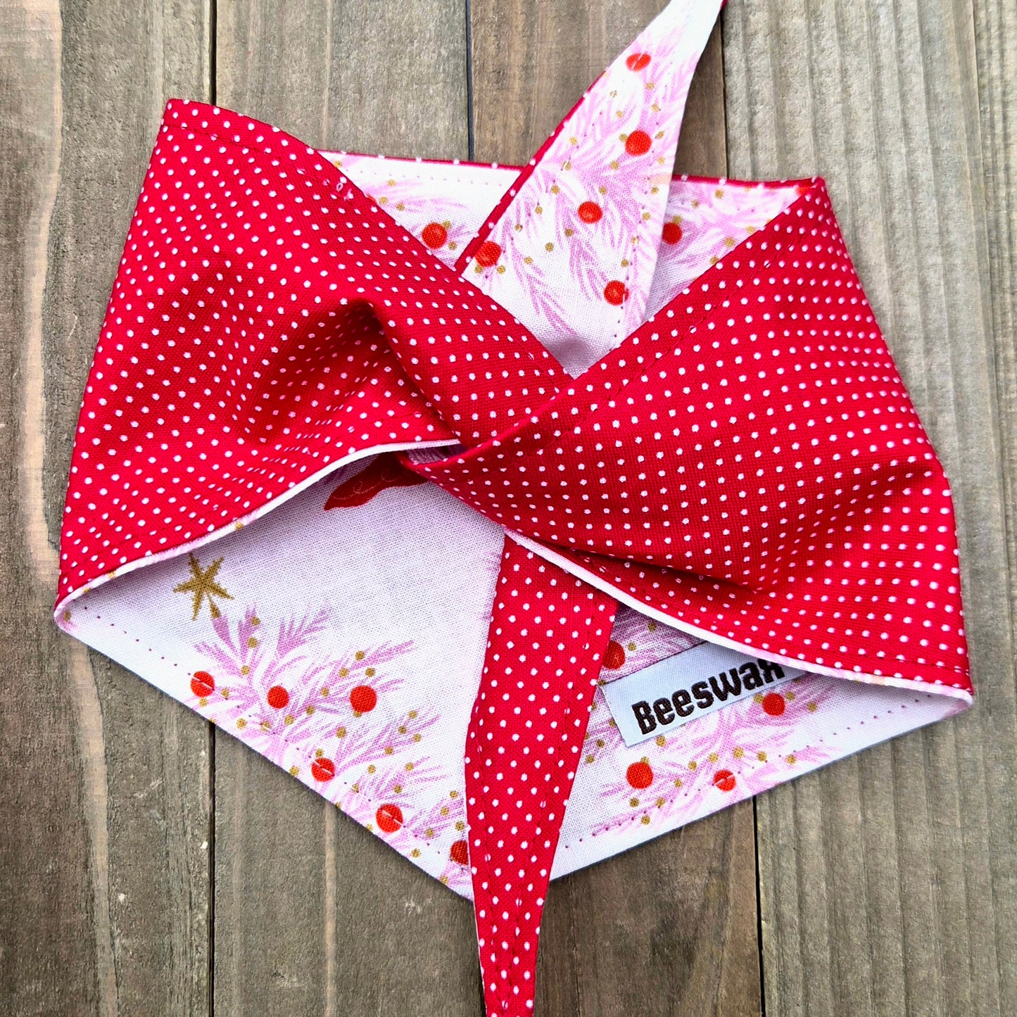 Candied Christmas Trees Handmade Reversible Pet Bandana - Cotton Tie-On Style