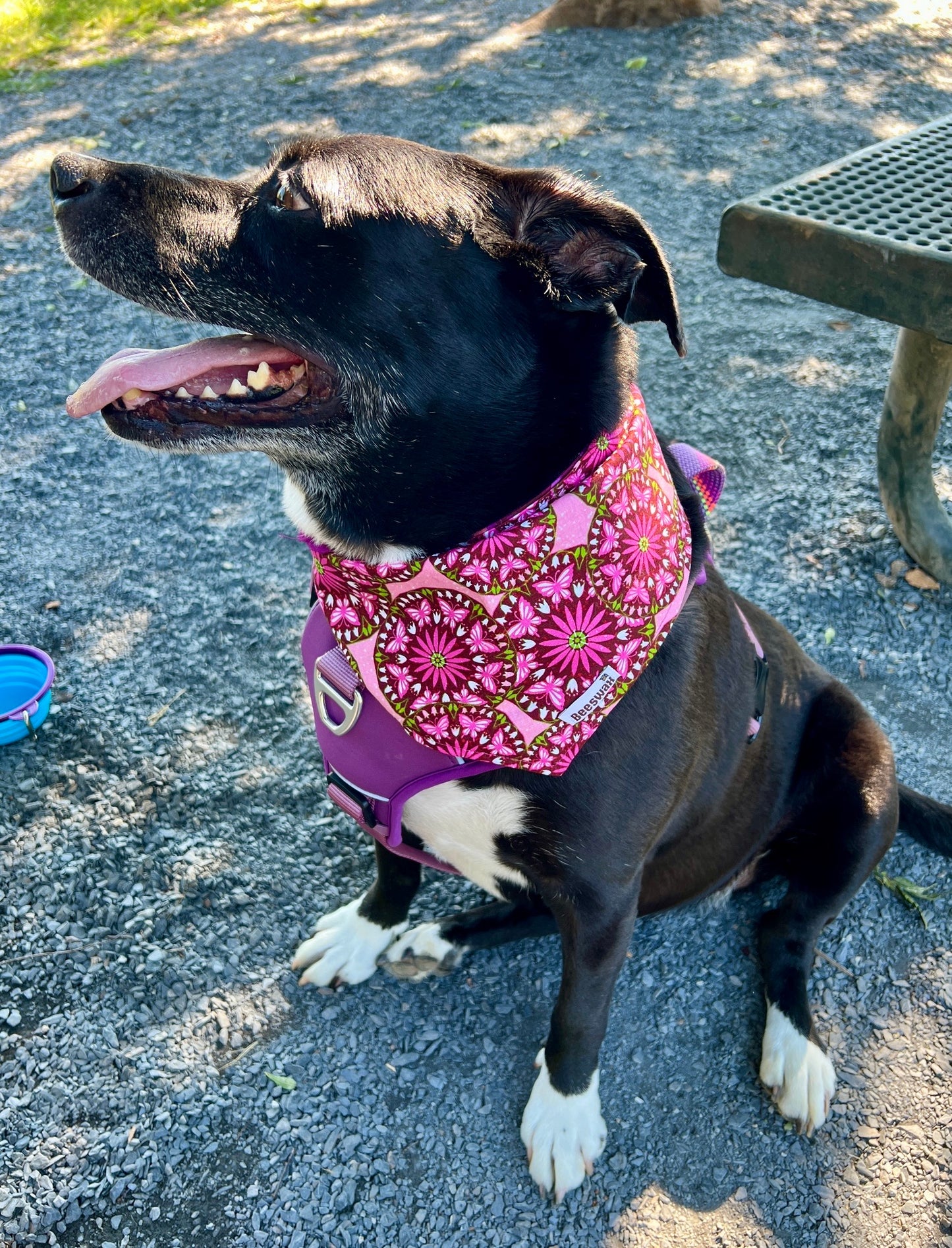 Pink Hippie Mosaic Reversible Pet Bandana Handmade
