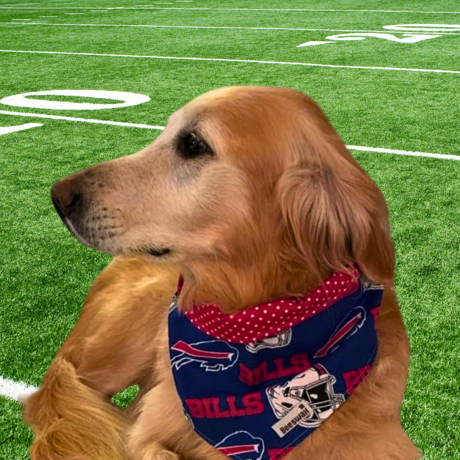 Buffalo Skyline Americana Plaid Game Day Reversible Pet Bandana Handmade