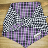 Purple Plaid Black Checkered Pet Bandana - Beeswax Bandanas 