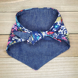 Night Garden Dark Denim Pet Bandana - Beeswax Bandanas 