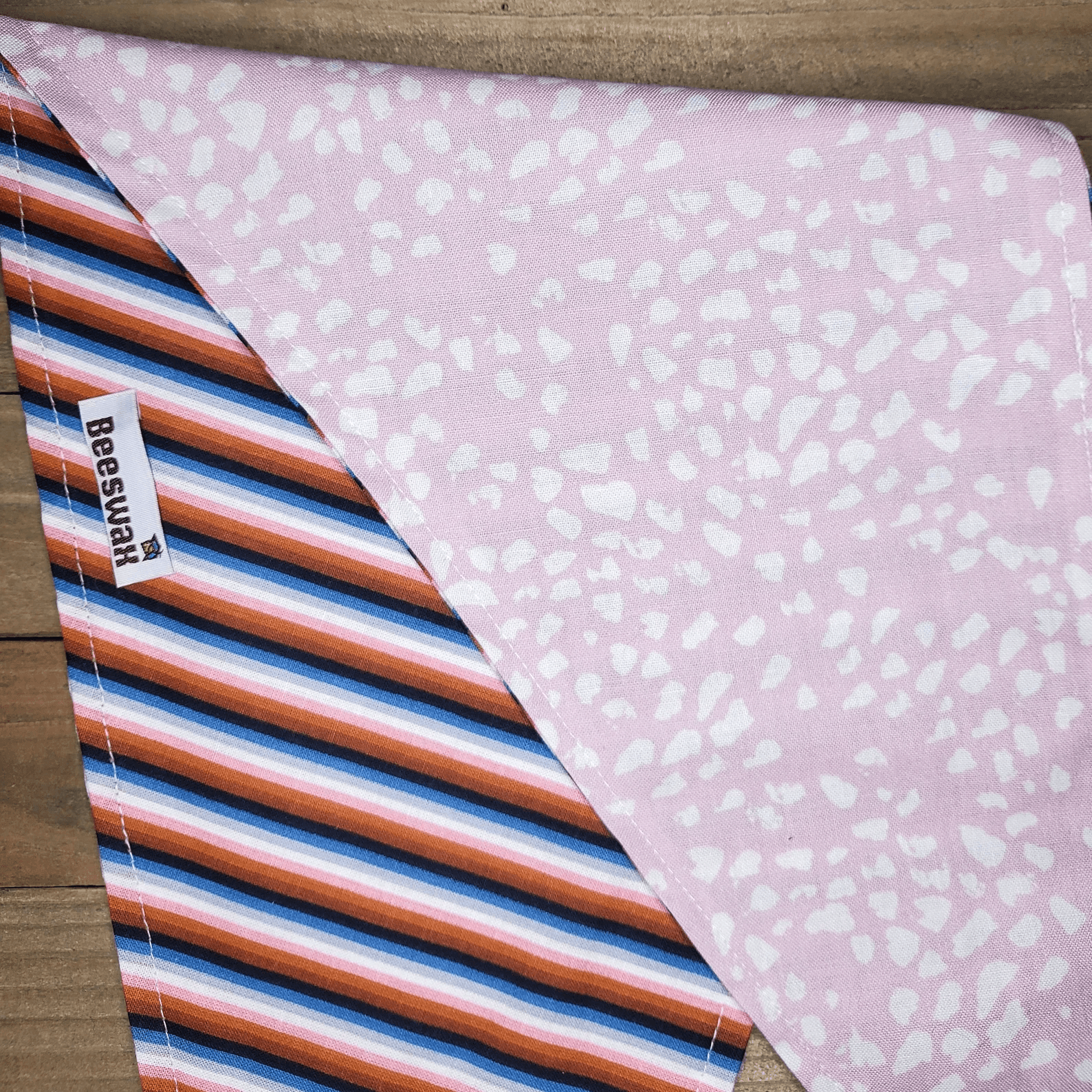 Purple Stripe Pink Dot Pet Bandana - Beeswax Bandanas