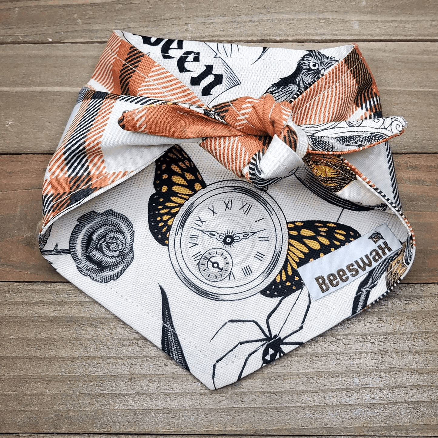 Alexander Henry Butterscotch Plaid Pet Bandana - Beeswax Bandanas