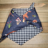 Enchanted Forest Black Check Double Flannel Pet Bandana - Beeswax Bandanas 