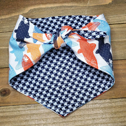 J. Crew Fish Navy Aztec Upcycled Pet Bandana