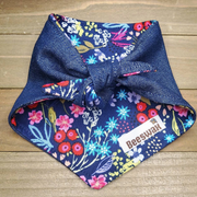 Night Garden Dark Denim Pet Bandana - Beeswax Bandanas 