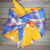 Purple Plaid Mushrooms Pet Bandana - Beeswax Bandanas 