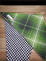 Forest Green Plaid Black White Houndstooth Pet Bandana - Beeswax Bandanas 