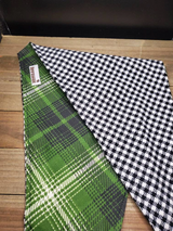 Forest Green Plaid Black White Houndstooth Pet Bandana - Beeswax Bandanas 