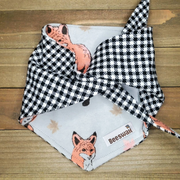 Double Flannel Fox Black Houndstooth Pet Bandana - Beeswax Bandanas 