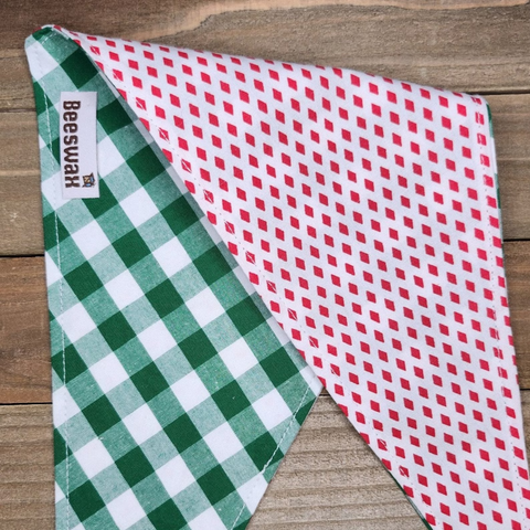 Checkered Red Diamonds Pet Bandana - Beeswax Bandanas 