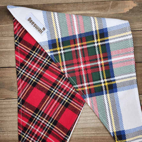 Winter Double Plaid Pet Bandana - Beeswax Bandanas 