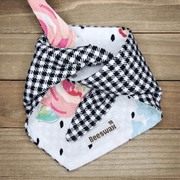 Dotted Roses-Black and White Checkered Pet Bandana - Beeswax Bandanas 