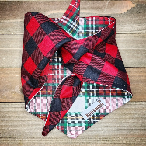 Winter Buffalo Check Pet Bandana - Beeswax Bandanas 