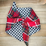 Winter Red Plaid Check Pet Bandana - Beeswax Bandanas 