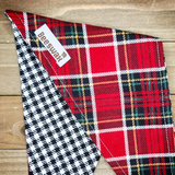 Winter Red Plaid Check Pet Bandana - Beeswax Bandanas 