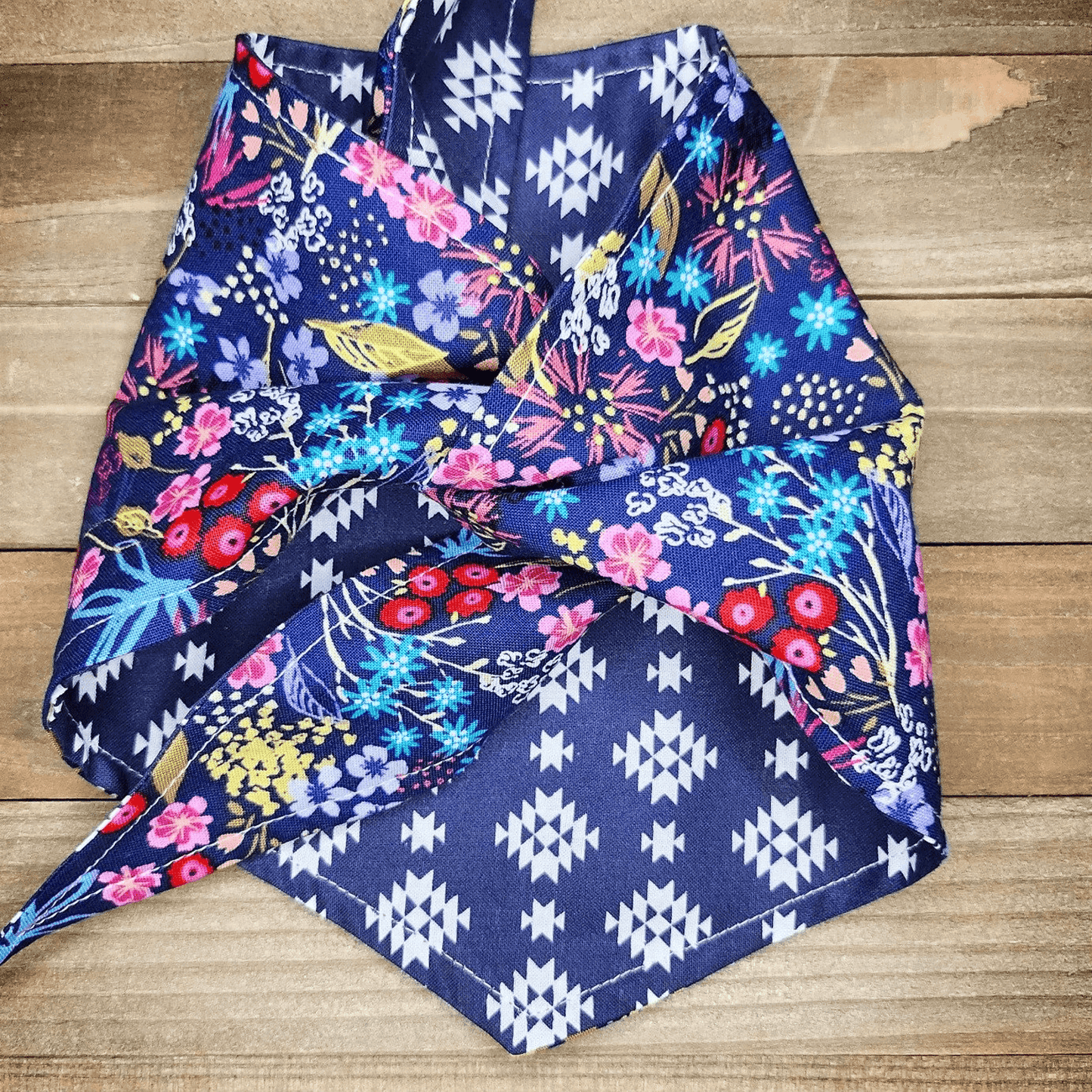 Night Garden Blue Aztec Pet Bandana - Beeswax Bandanas 